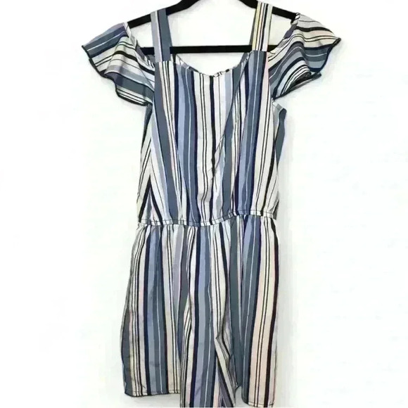 Lily Bleu - White/yellow/blues cold shoulder - romper - Girls size 12 - Picture 1 of 6